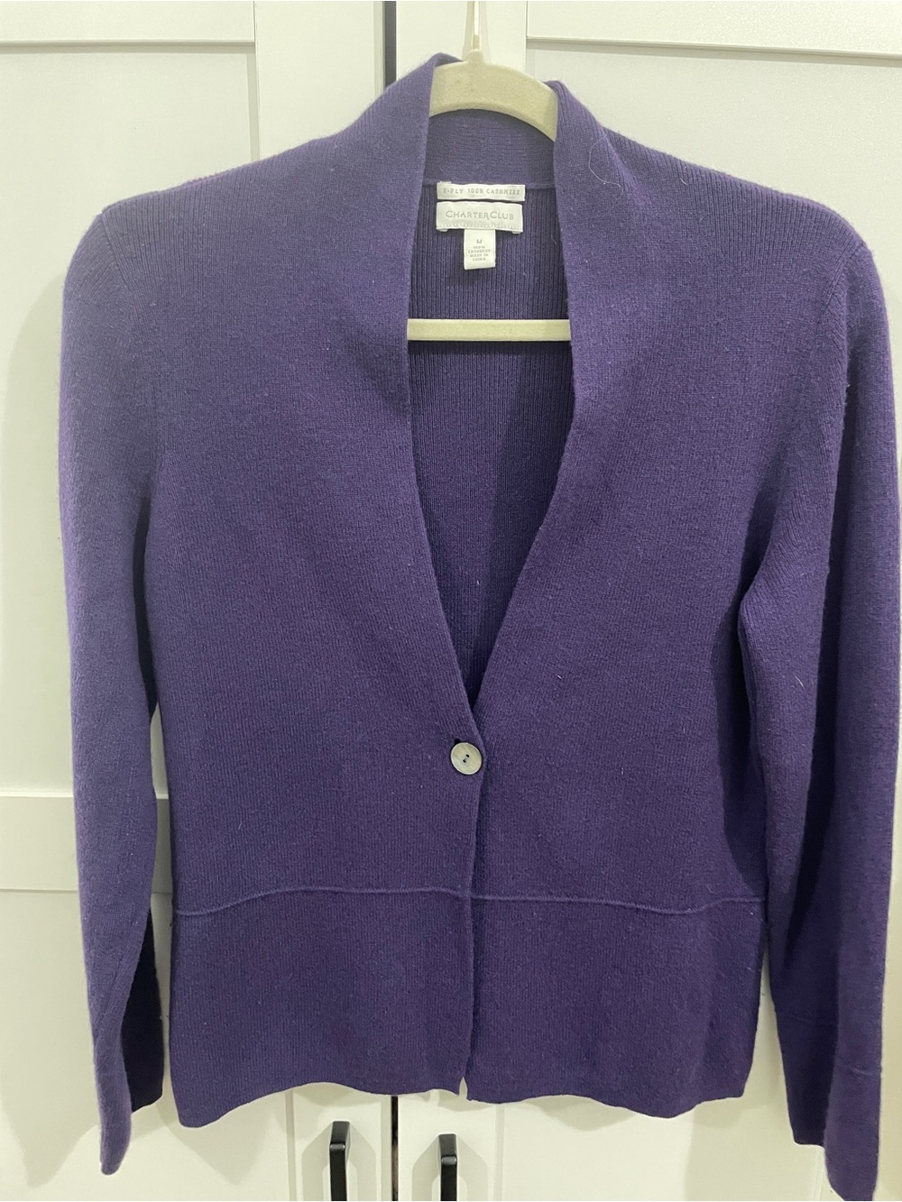 Charter Club 100% Cashmere Purple Shawl Collar Cardigan Sweater Women’s M